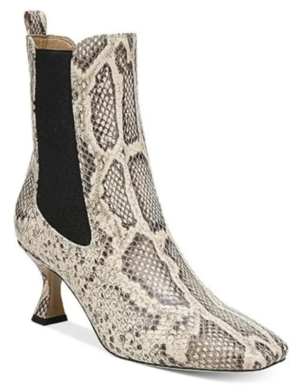 NIB - Sam Edelman Lani Stone Snake Print Leather Bootie Square Toe Spool Heel 6